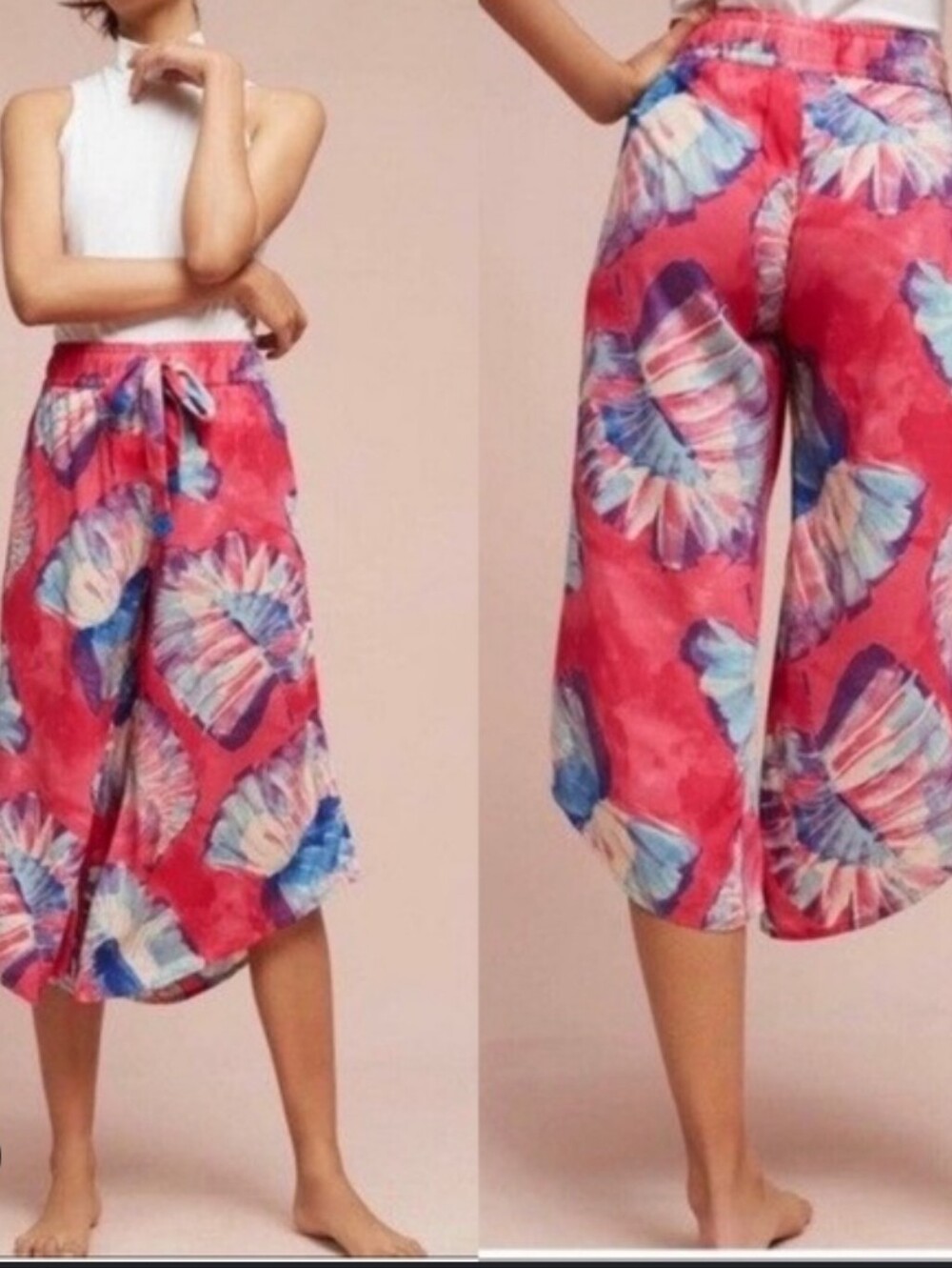 Anthropologie Lilka Josie wide-leg capri pants Size M